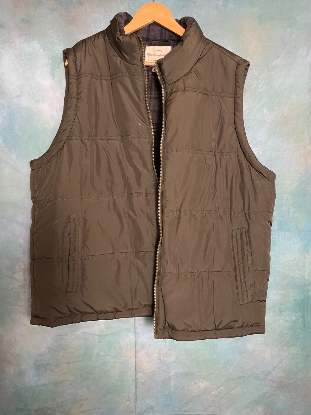 Weatherproof Quilted Olive Green Men's Puffer Vest